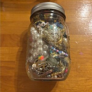 Assorted Jewelry in Mason Jar